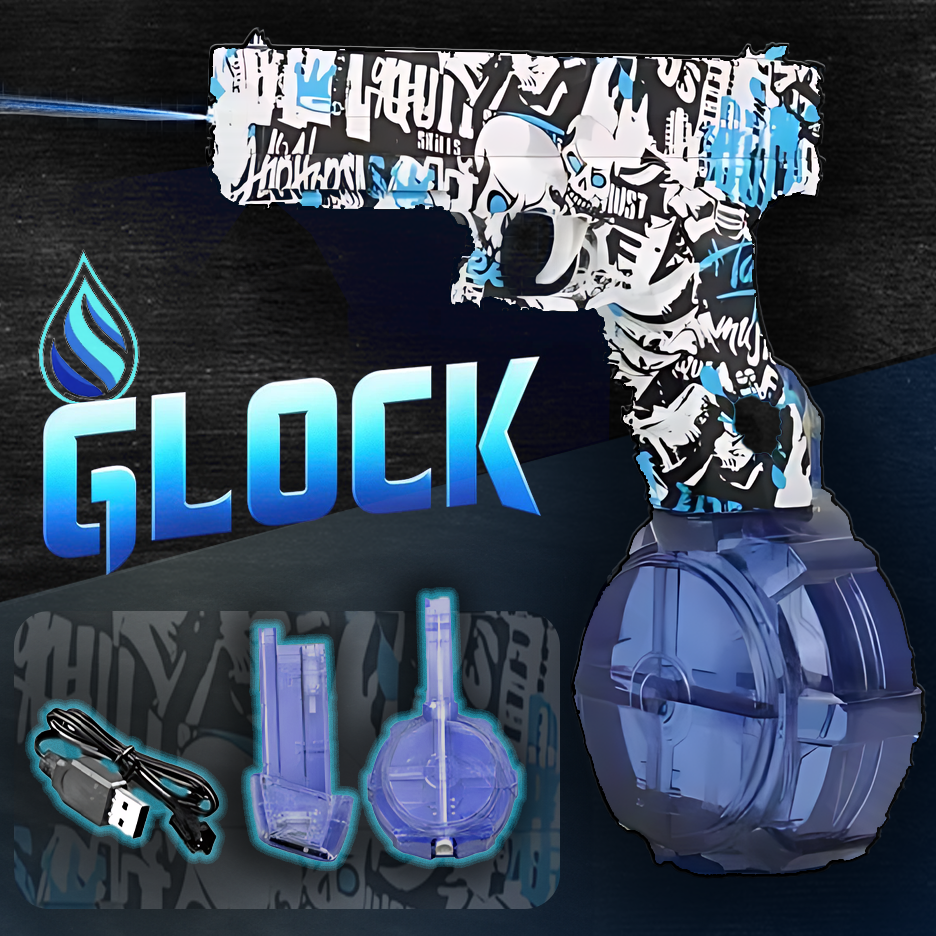 GLOCK Water Gun in Blue Graffiti Style for play