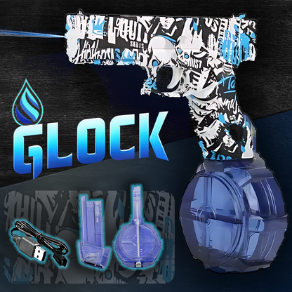GLOCK Water Gun in Blue Graffiti Style for play