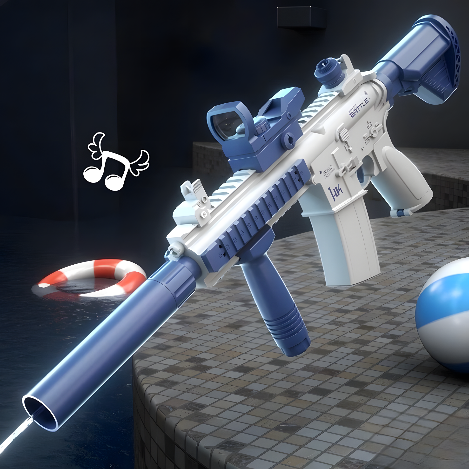 Red Blue M416 Electric Water Gun Duo for splash play